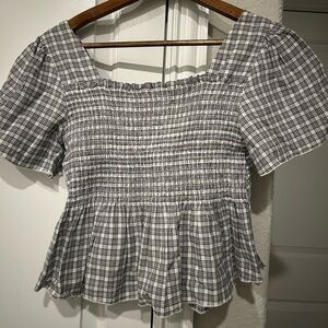Plaid Smocked Women's Top
